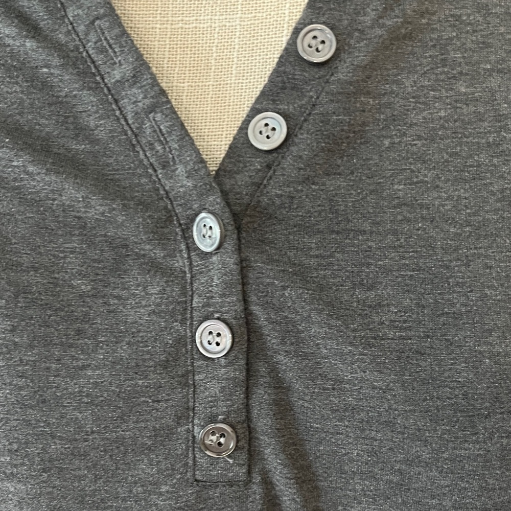 Ouges Vtg Elegant Charcoal Long Sleeve Henley Top… - image 4